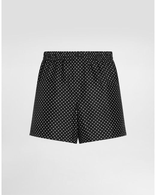 Dolce & Gabbana Black Polka Dot-Print Silk Twill Boxer Shorts for men