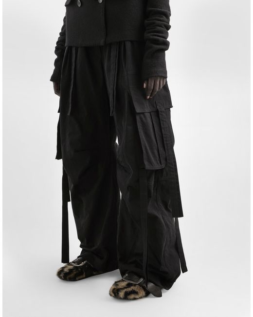 Dolce & Gabbana Black Waxed Faille Cargo Pants