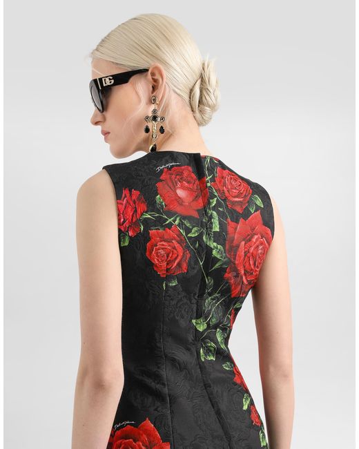 Robe En Brocart À Imprimé De Roses Dolce & Gabbana en coloris Red