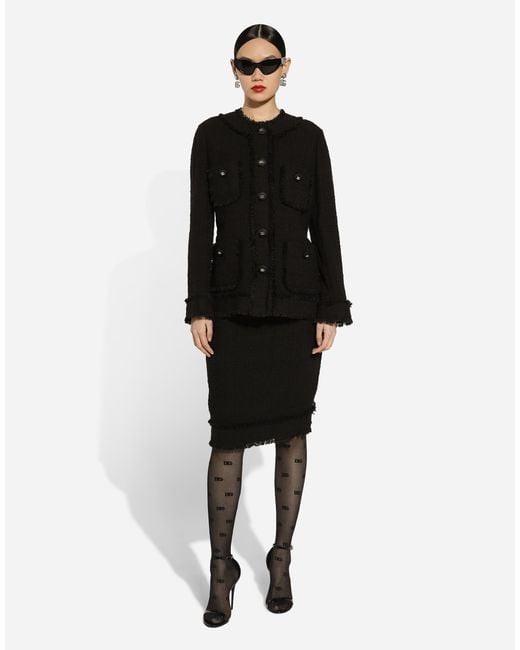 Dolce & Gabbana Black Single-Breasted Tweed Jacket