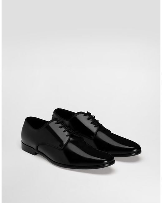 Dolce & Gabbana Black Brushed Calfskin Derby Shoes for men