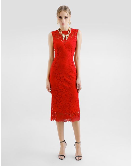 Dolce & Gabbana Red Calf-Length Sheath Dress