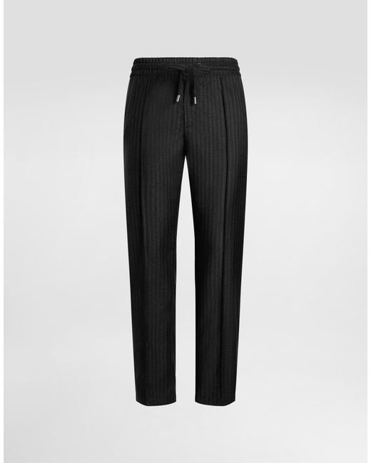 Dolce & Gabbana Black Tailored Pinstripe Jogging Trousers for men