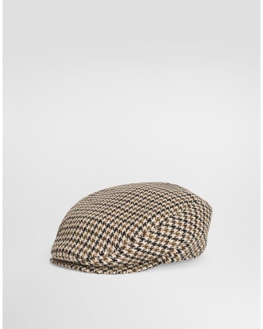 Dolce & Gabbana Multicolor Houndstooth Wool Flat Cap for men