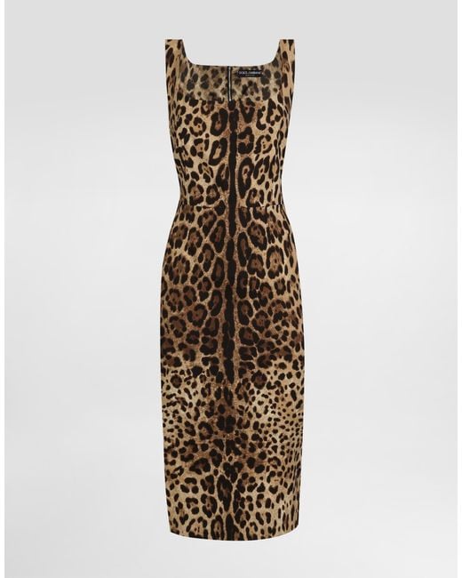 Dolce & Gabbana Multicolor Leopard-Print Charmeuse Midi Dress