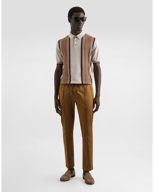 Dolce & Gabbana White Satin Silk Polo Shirt for men