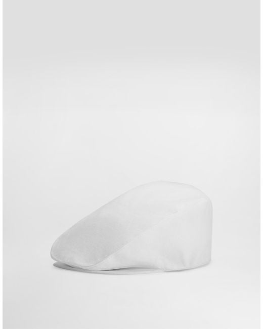 Dolce & Gabbana White Linen Flat Cap for men