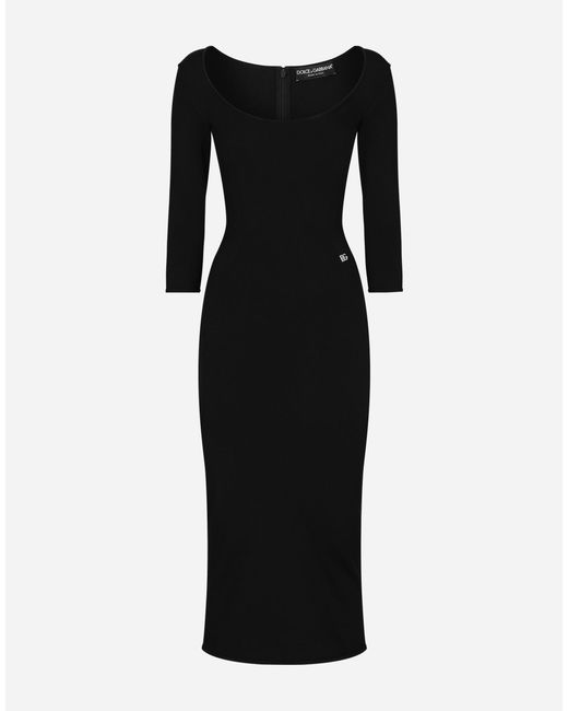 Dolce & Gabbana ビスコース ニット ロンゲットドレス Black