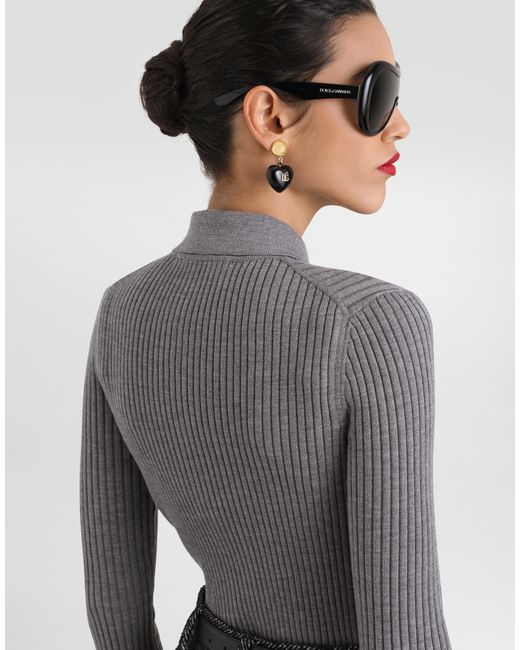 Dolce & Gabbana Blue Ribbed Wool Pullover