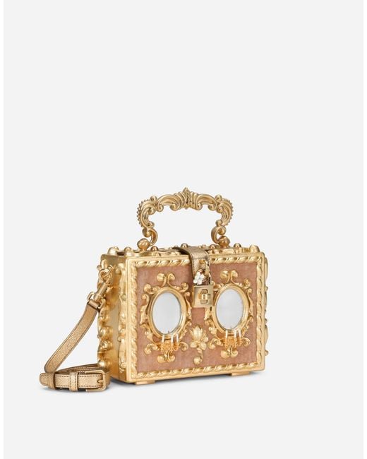 Dolce & Gabbana Multicolor Calfskin Dolce Box Bag With Rhinestone And Mirrored Detailing
