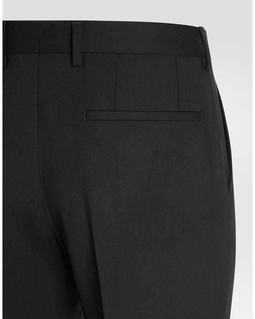 Dolce & Gabbana Black Wool Gabardine Trousers for men