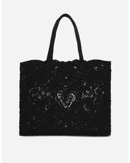 Dolce & Gabbana Black Large Cordonetto Lace Beatrice Bag