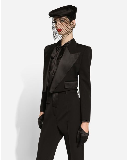 Dolce & Gabbana Black Satin-Lapel Wool Gabardine Tuxedo Blazer