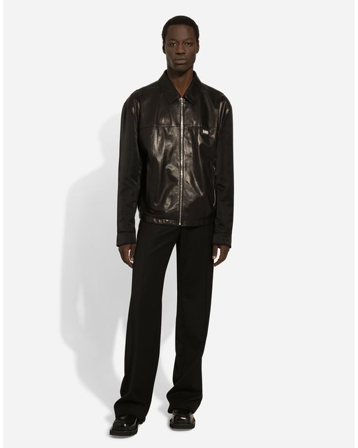 Dolce & Gabbana Black Fabric And Leather Jacket for men