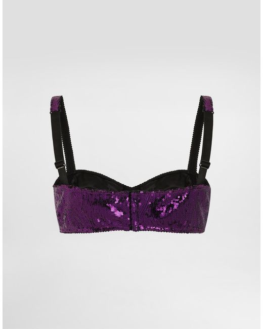Dolce & Gabbana Purple Sequinned Balconette Bra