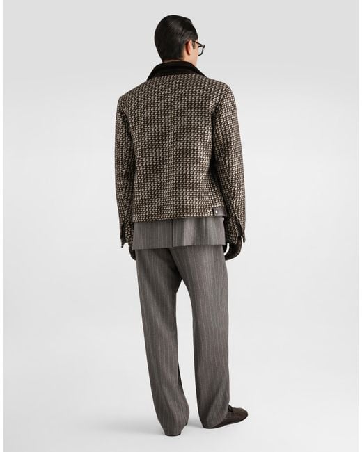 Dolce & Gabbana Gray Palermo Single-Breasted Pinstripe Wool Jacket for men