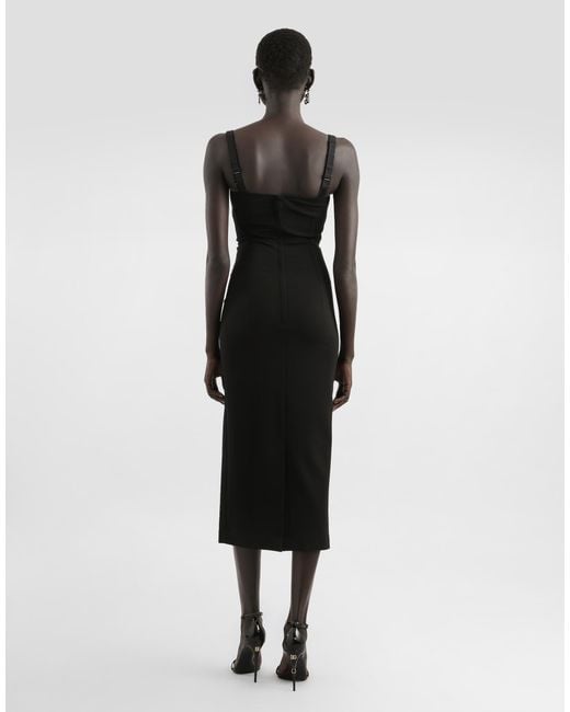 Dolce & Gabbana Black Jersey Milano Rib Sheath Dress