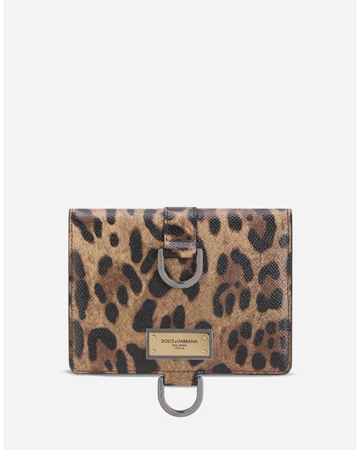 メンズ Dolce & Gabbana クロスボディウォレット Dauphineカーフスキン レオパードプリント Multicolor