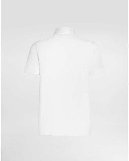 Dolce & Gabbana White Cotton-Pique Polo Shirt for men