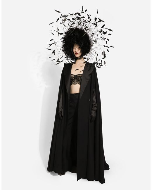 Dolce & Gabbana フェザーディテール ケープ Black
