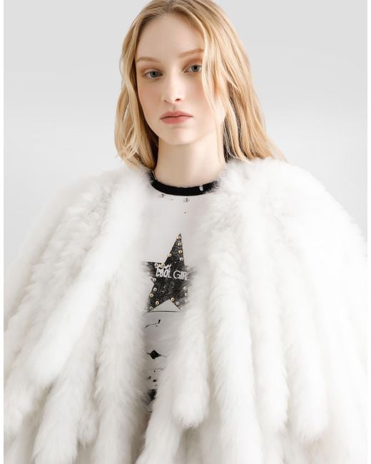 Dolce & Gabbana White Alpaca Coat
