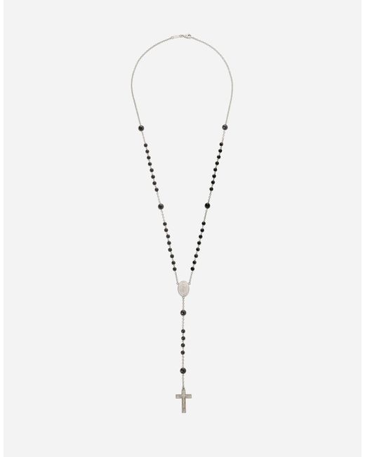 Collana rosario oro bianco di Dolce & Gabbana in Metallic da Uomo