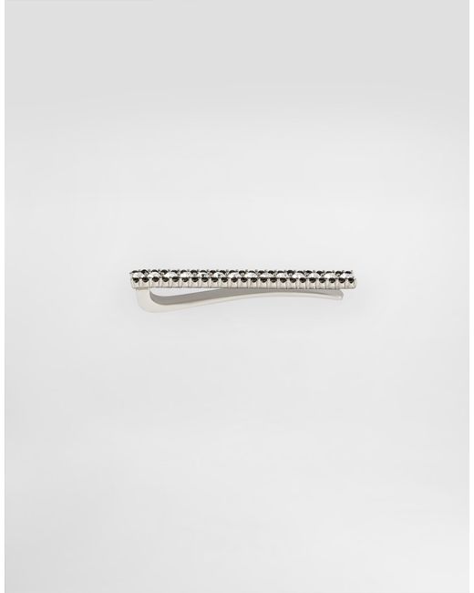 Dolce & Gabbana White Metal Rhinestone-Detailed Tie Clip for men