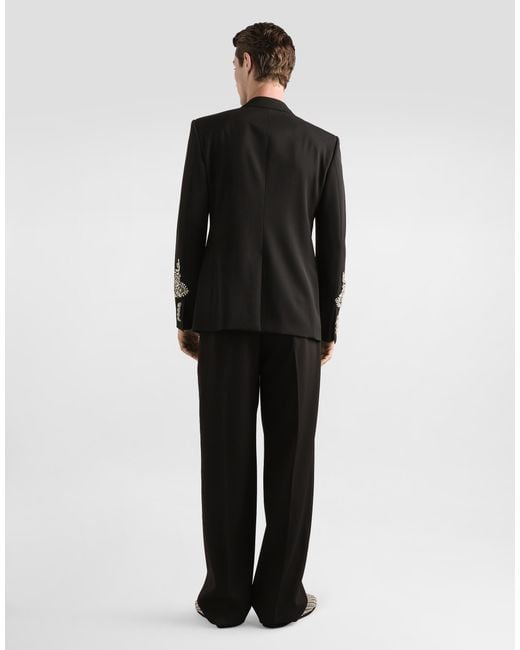 Dolce & Gabbana Black Single-Breasted Jacket With Jewel Embellishments for men