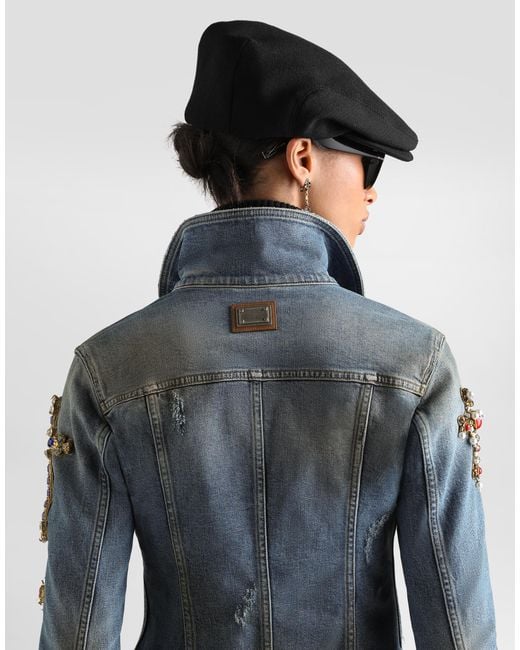 Dolce & Gabbana Blue Denim Jacket With Embroidery