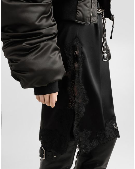 Dolce & Gabbana Black Satin Midi Skirt