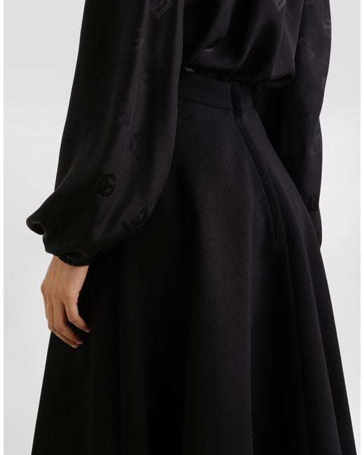 Dolce & Gabbana Black Wool Midi Skirt