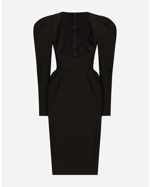 Robe Mi-Longue En Laine Avec Encolure Ouverte Dolce & Gabbana en coloris Black