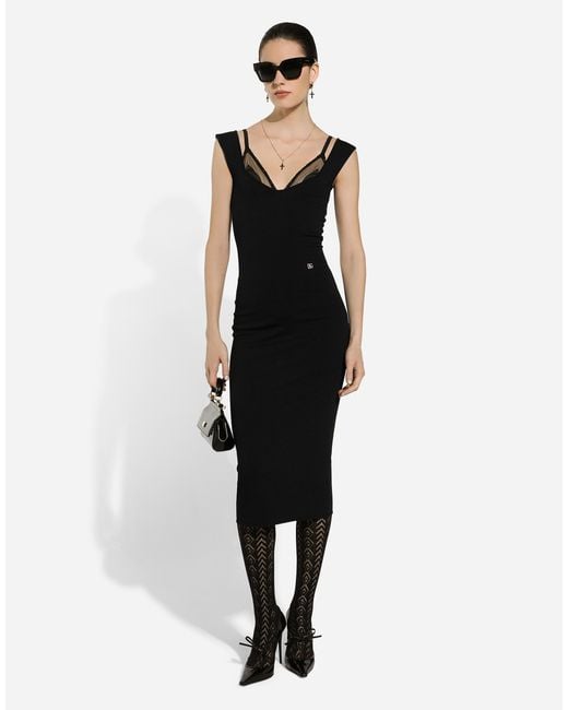 Dolce & Gabbana Black Sleeveless Viscose Knit Dress