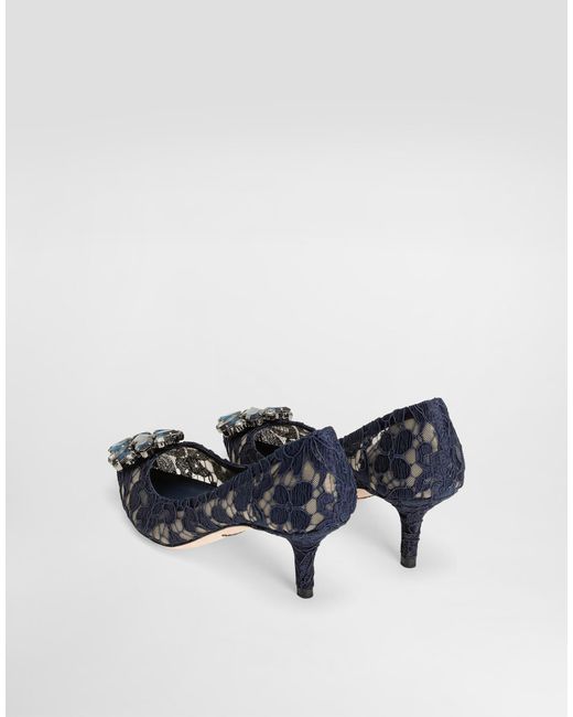 Dolce & Gabbana Blue Lace Pumps With Brooch Detailing