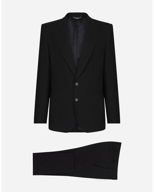 Dolce & Gabbana Black Stretch Wool Martini-Fit Suit for men