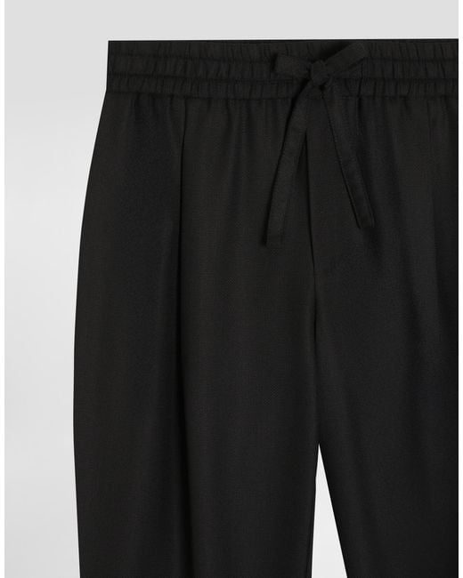 Dolce & Gabbana Black Garment-Dyed Wool Joggers for men