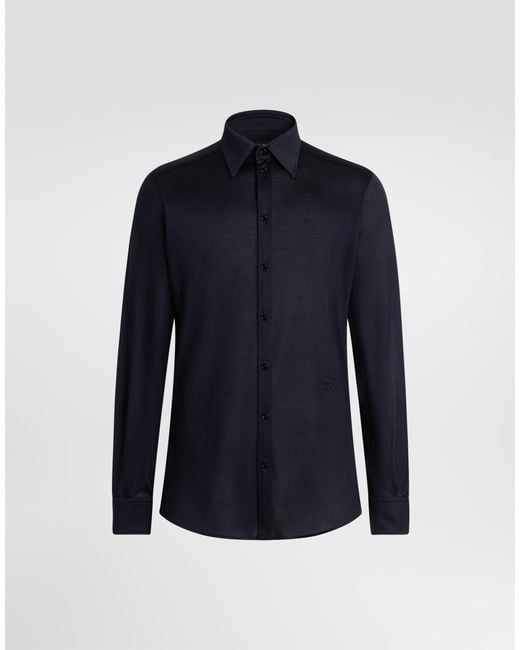 Dolce & Gabbana Blue Martini Silk Jersey Shirt for men