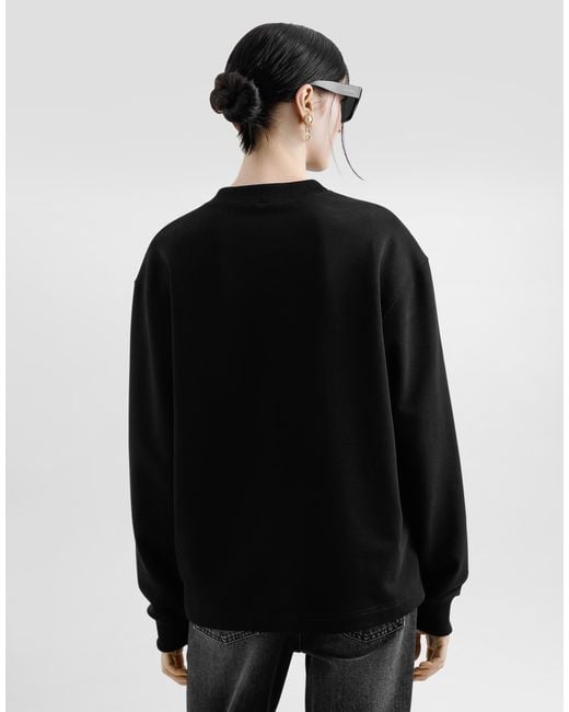 Dolce & Gabbana Black Jersey Sweatshirt With Dg Embroidery