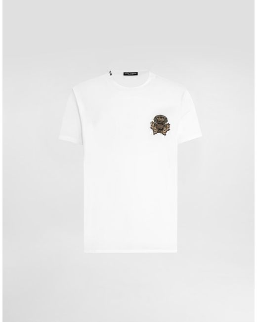 メンズ Dolce & Gabbana Cotton T-Shirt With Heraldic Patch White