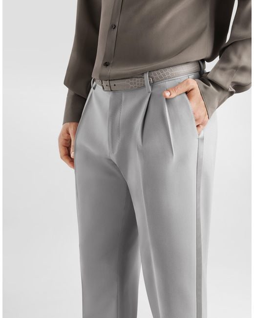 Dolce & Gabbana Gray Micro-Rib Trousers for men
