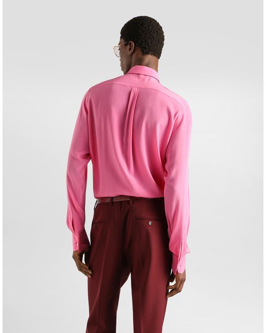 Dolce & Gabbana Pink Crêpe De Chine Martini Shirt for men