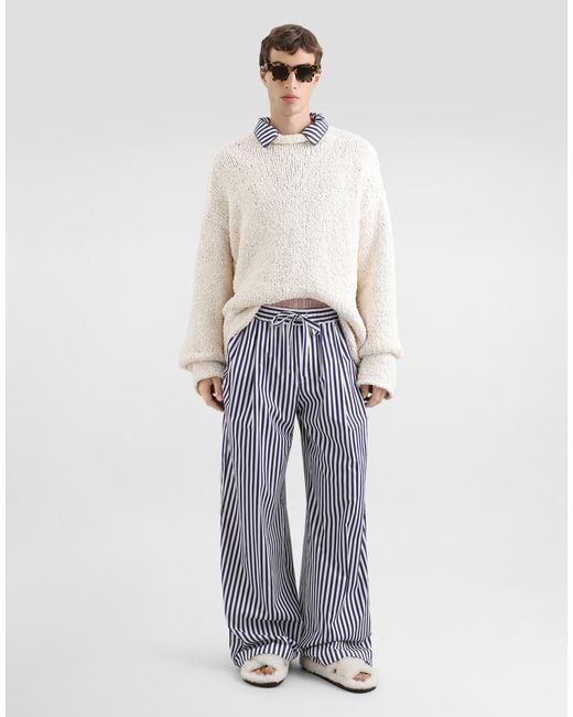 Dolce & Gabbana White Cotton-Blend Pullover for men