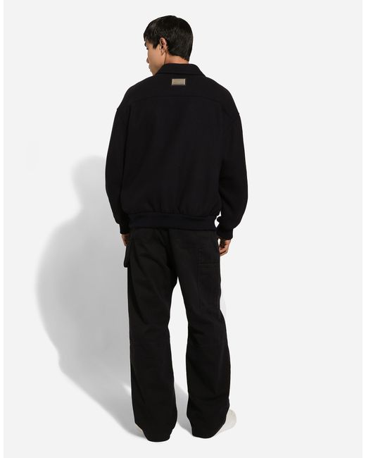 Dolce & Gabbana Black Wool-Blend Bomber Jacket for men