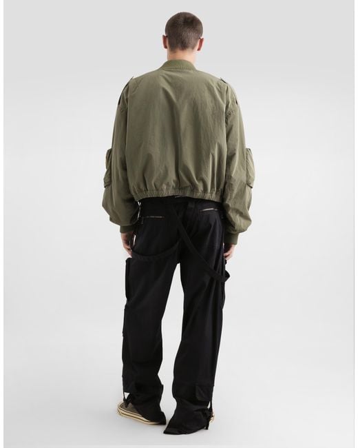 Dolce & Gabbana Green Wavy Nylon Bomber Jacket for men