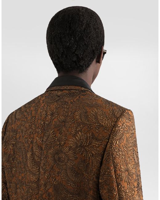 Dolce & Gabbana Brown Sicilia Light Single-Breasted Brocade Jacket for men