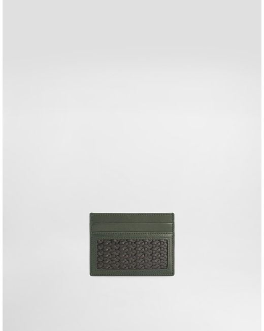 Dolce & Gabbana Green Plongé Woven Calfskin Card Holder for men
