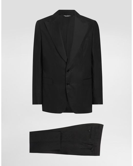 Dolce & Gabbana Black Deconstructed Single-Breasted Silk Suit for men