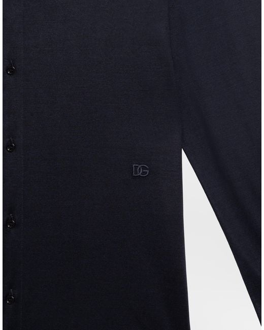 Dolce & Gabbana Blue Martini Silk Jersey Shirt for men