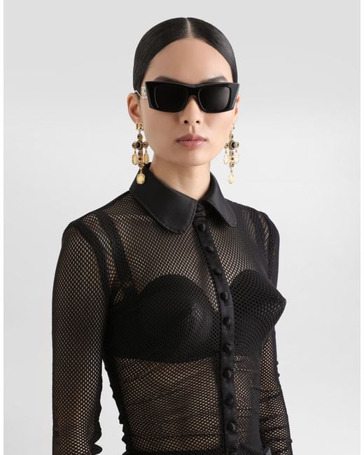 Dolce & Gabbana Black Mesh Shirt Jacket