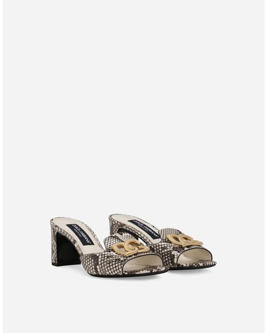 Dolce & Gabbana White Python Skin Mules